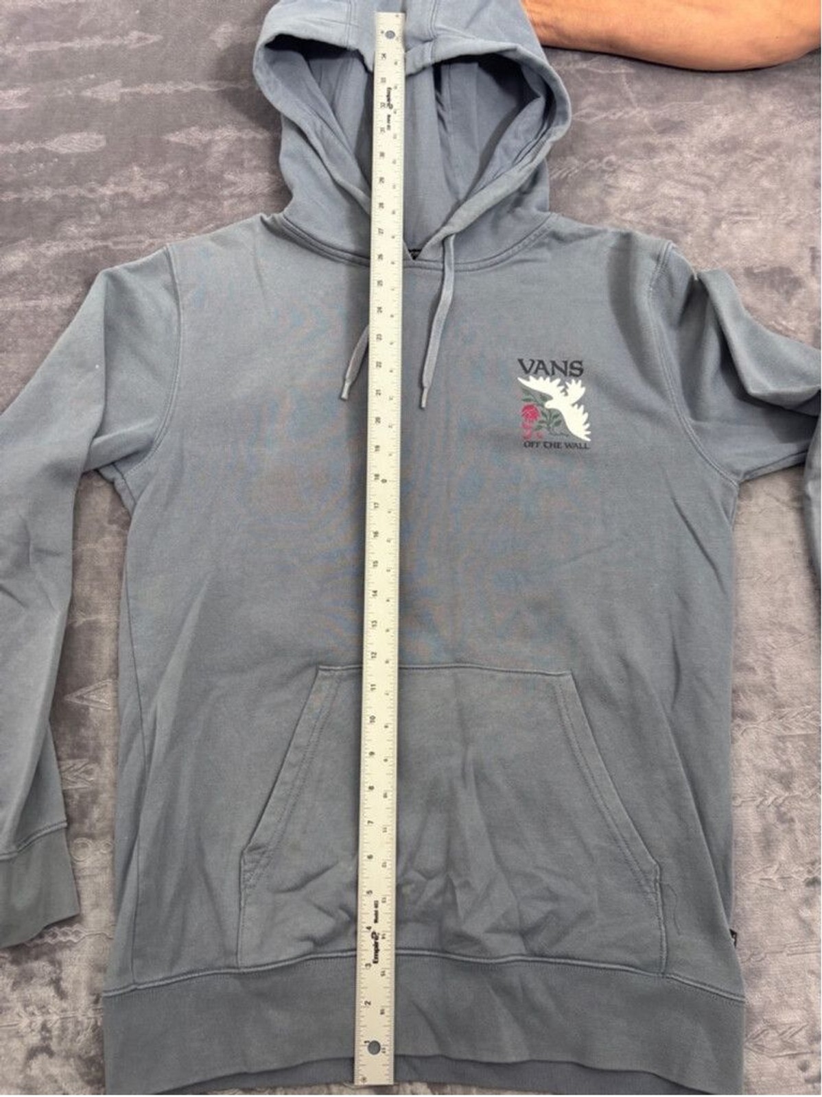 Vans Hoodie , Men's Small, Blue Dove Rose Graphic image 6