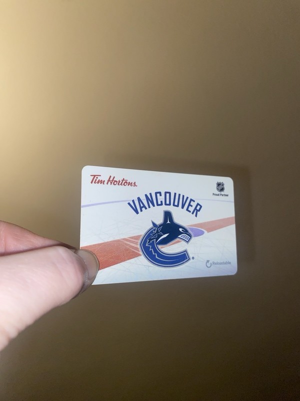 VANCOUVER CANUCKS NHL Tim Hortons gift card collectible Rare LTO Canada Coffee