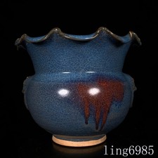 8.4"old China Song Dynasty Jun Kiln porcelain Zun Cup Bottle Pot Vase Jar statue