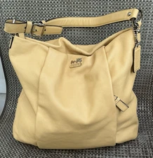 COACH Madison Isabelle Leather Shoulder Bag Purse Handbag Yellow # 21224