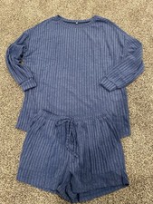 Pajama for Women 2 Piece Lounge Set Long Sleeve Top L and Shorts Soft Sleepwear
