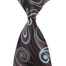 New Luxury Paisley Coffee Light Blue Jacquard Woven 100 Silk Men's Tie Necktie