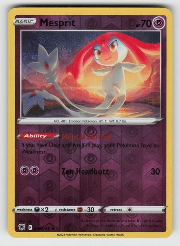 Reverse Holo Mesprit 066/189 Rare Astral Radiance Near Mint