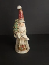 2008 Ceramic Victorian Santa in Green Suit Christmas Holiday St. Nick w Candy 8"