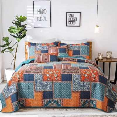 TWINRUN Cotton Quilts Queen Size, Cotton Queen Quilt Bedding Set, Soft Bedspr...