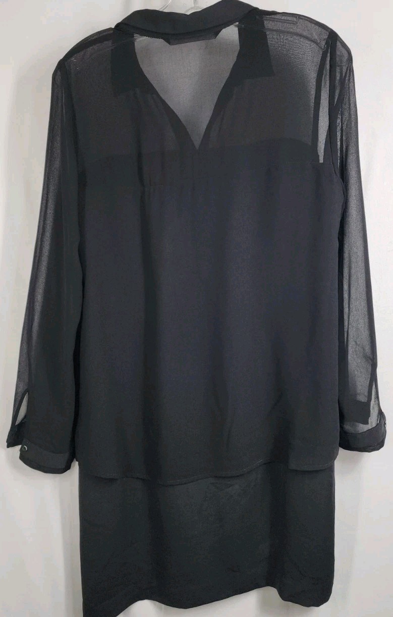 Zara Basic Womens Size Medium Black Button Up Shi… - image 2