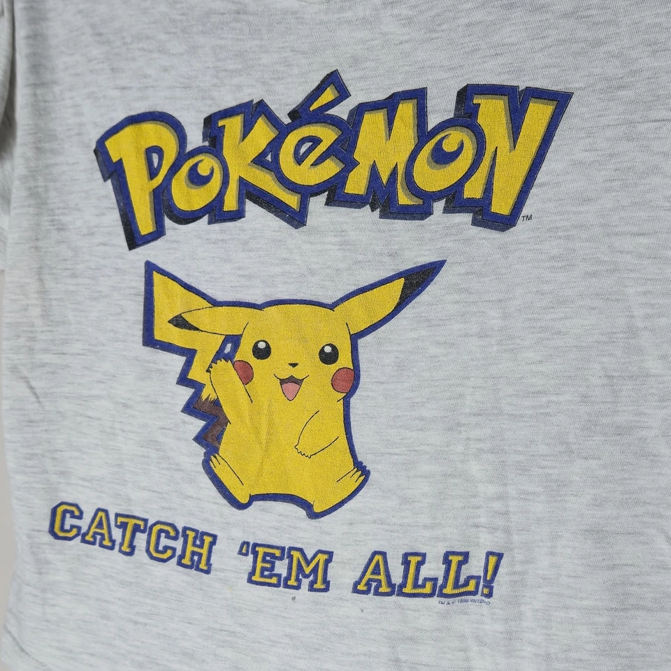 Vintage 90s Pokémon T-Shirt Youth Kids Small Pikachu Graphic Print Anime Cartoon - Image 2 of 4