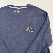 REALTREE Men s Blue Thermal Waffle Knit Long Sleeve Pullover Shirt Size Large