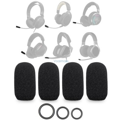 4 Mic Foam Covers+12 O-Rings for CORSAIR VOID V2,Virtuoso MAX,Virtuoso RGB