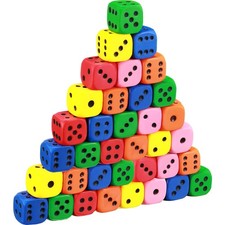 36 Pieces Foam Dice Colorful Cubes Block of Dice with Number Dots for Boy Gir...