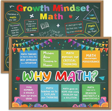 2Pcs Why Math Growth Poster Mindset Math Poster for Classroom Math