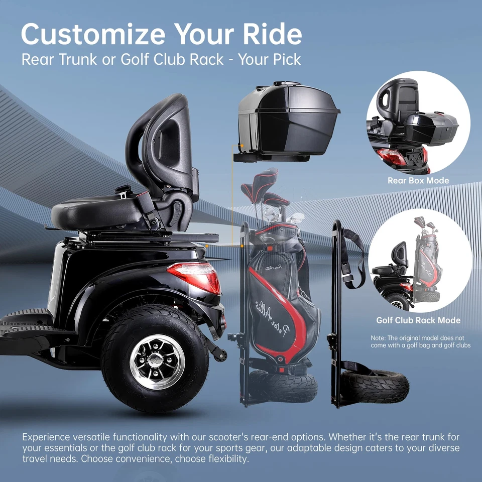 NEW Electric Golf Mobility Scooter Four Wheel Travel 1000W 60V 20AH for Adult - Image 4 of 4