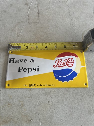 Porcelain  Small 8 By 4 Convex Pepsi  Cola Sign