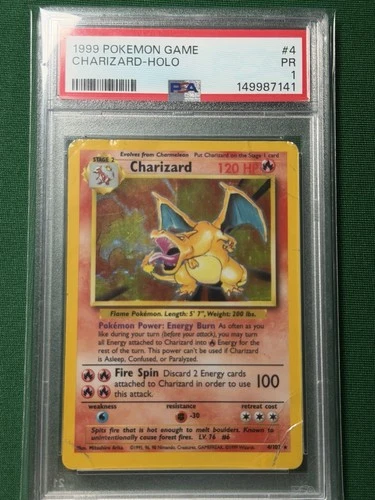 PSA 1 - 1999 Base Set Charizard 4/102 Holo Foil Pokemon WOTC Unlimited