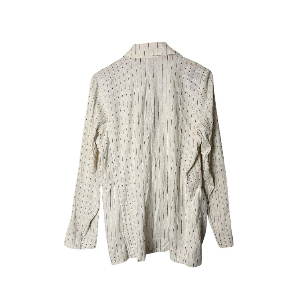 NWT A New Day Pinstripe Linen Rayon Cream Black Blazer M