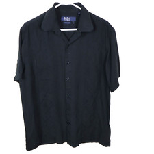 Nat Nast Shirt Mens Medium Black Silk Bowling Embroidered Sopranos American Fit