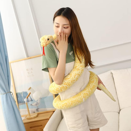 120" Extra Long Plush Yellow Snake - Soft Stuffed Animal Toy for Kids - Picture 3 of 12