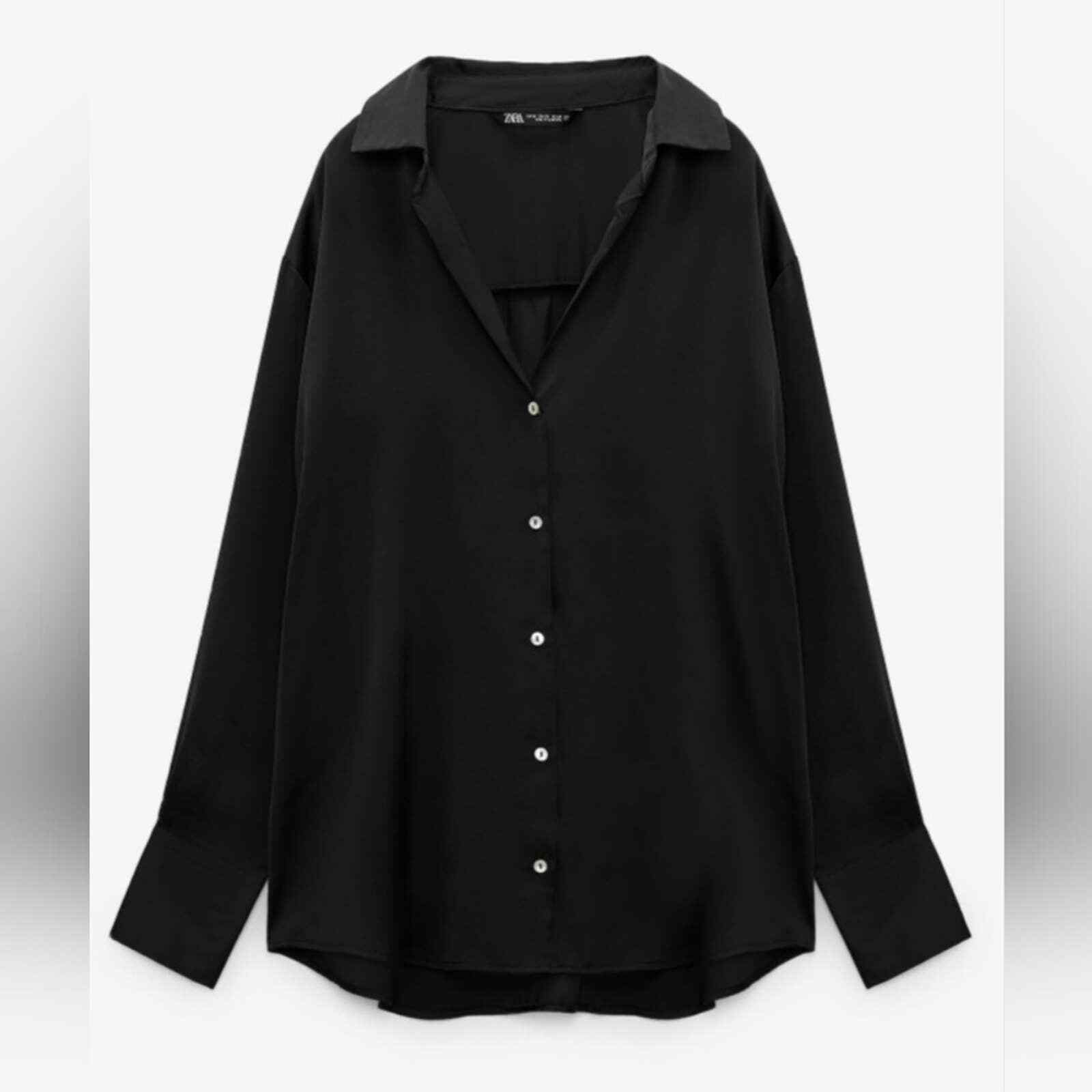 Zara Black Satin Effect Shirt Classic Boho Chic S… - image 3