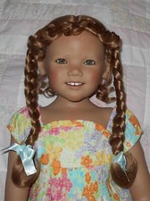 WEE 3 KATIE Doll Wig 14-15.5 AUBURN Braids Curly Bangs No Part Back WT NWT