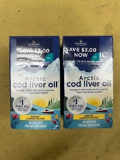 2 New Nordic Naturals Arctic Cod Liver Oil - 90 Soft Gels Each Box Exp. 07/2027