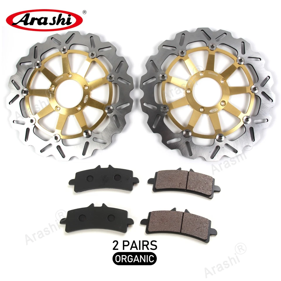 Gold Front Brake Disc Rotor + Organic Brake Pads For Ducati 848 2008 2009 2010 - Image 2 of 4