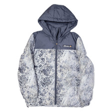 Ellesse Puffer Jacket Blue Crazy Pattern Womens Uk 8