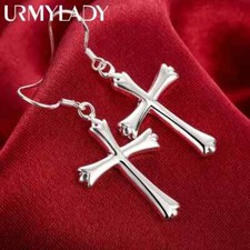 URMYLADY 925 Sterling Silver trend cross Earrings for Women fashion Jewelry