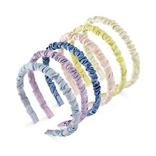 6Pcs Satin Pleated Headband Girls Thin Ruched No-slip Hair Band Hoop Accessories