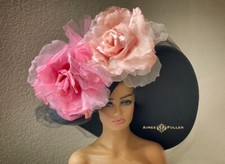 Black and Pink Kentucky Derby Hat Giant Roses Del Mar Royal Ascot Hat Del Mar