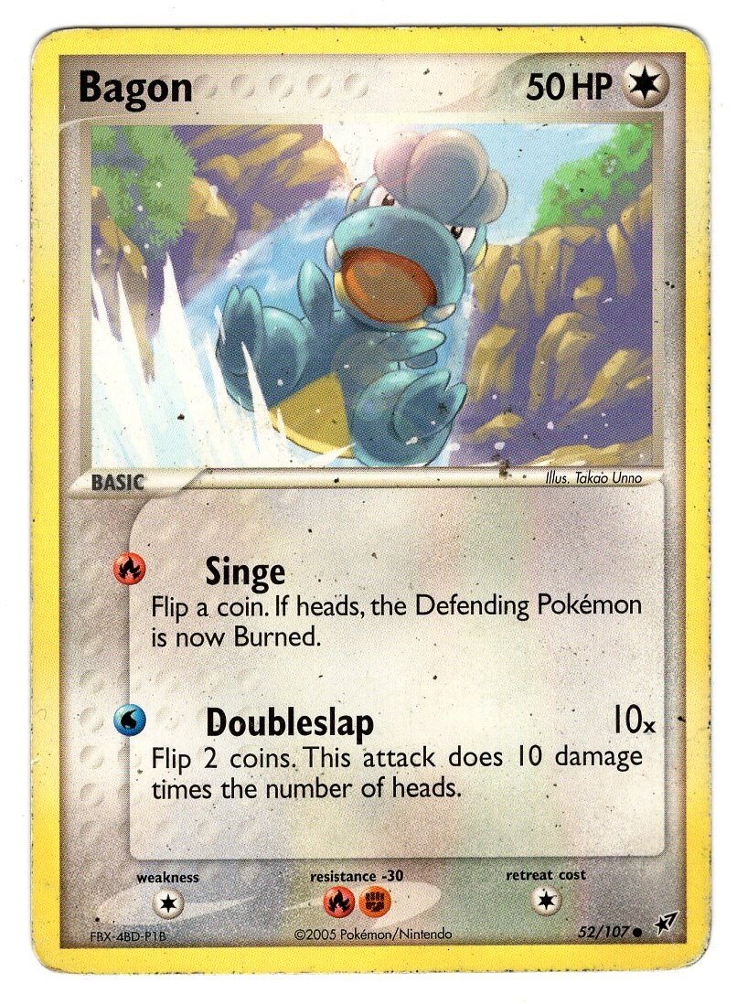 Pokemon TCG Bagon EX Deoxys 52/107 Regular Common Card Played MP
