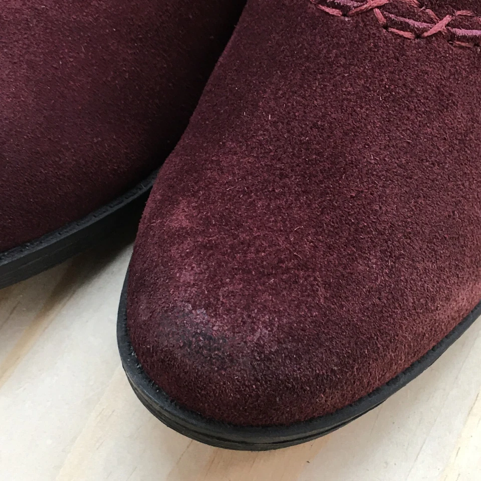 Earth Origins Botas Mujer 7.5 M Ópalo Sin Cordones Botín Bajo Gamuza Borgoña Foto 4 de 4