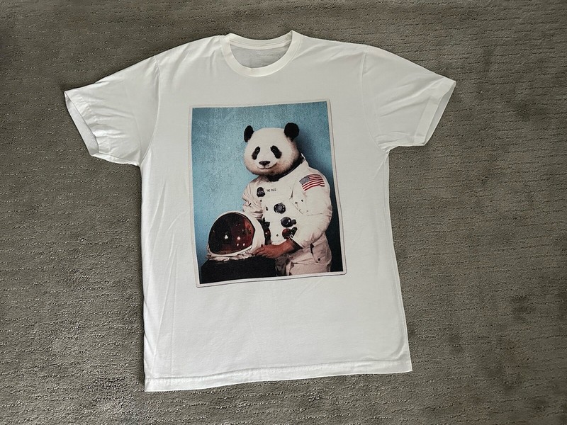 EUC Astronaut Panda Usa Flag Graphic T-Shirt White Size Medium Men’s