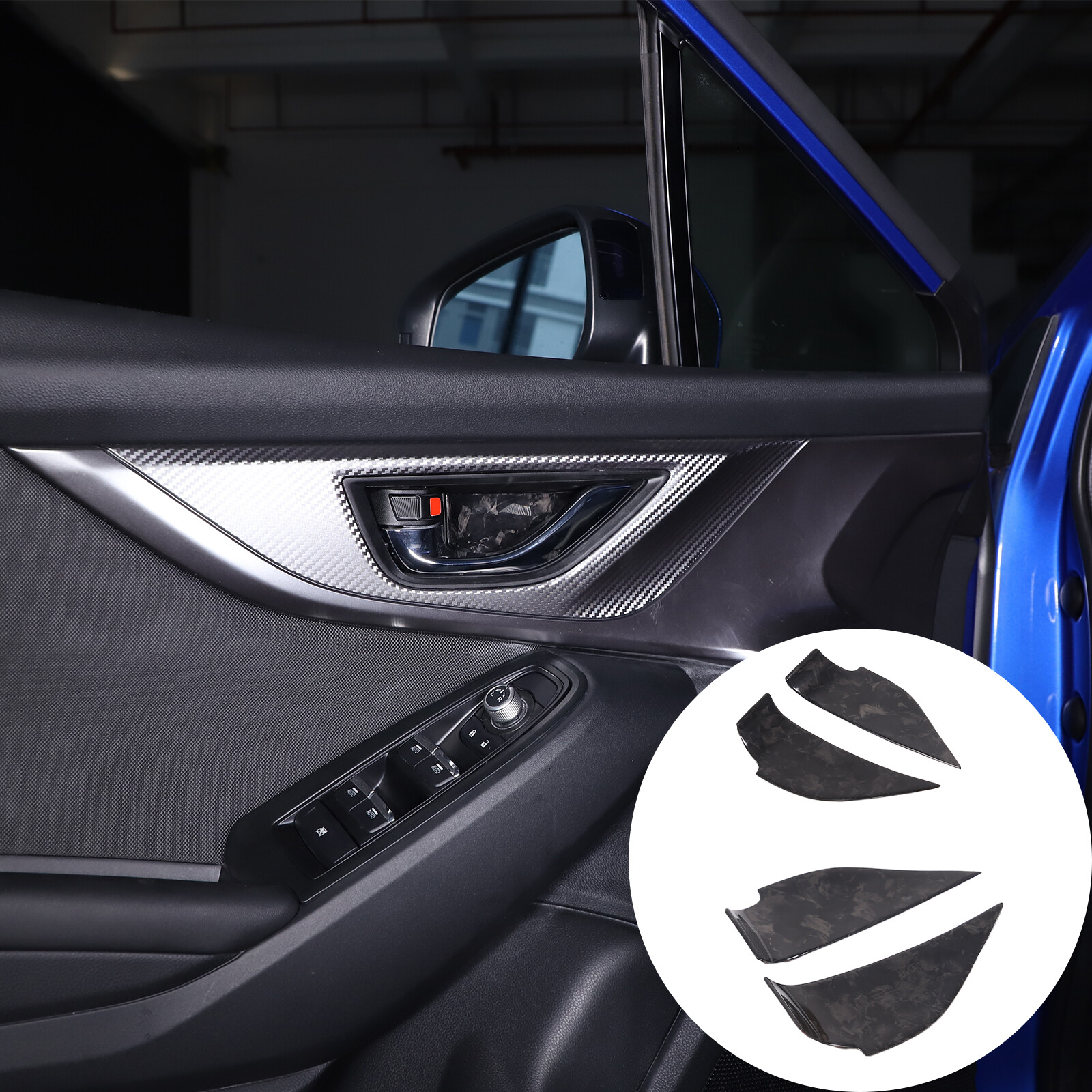 Carbon Fiber Inner Door Bowl Handle Cover Trim For Subaru WRX