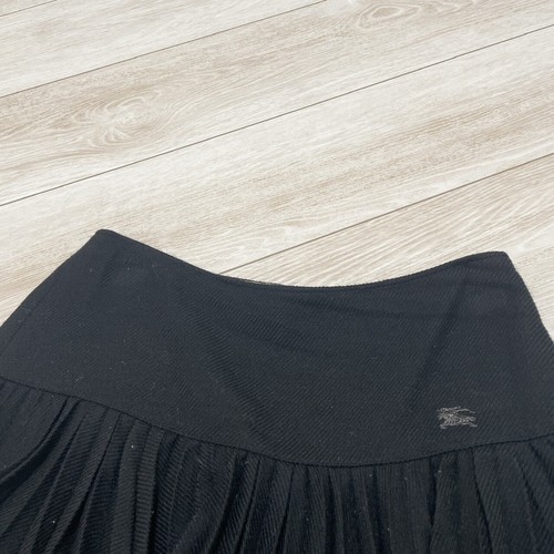 Burberry Blue Label Logo Embroidered Flare Short Skirt Women 38/XS-S Black Wool - Picture 3 of 13