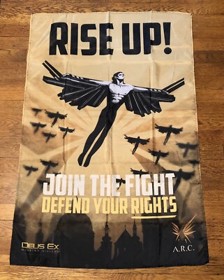 Deus Ex Banner Flag Exclusive Promo Mankind Divided GameStop Fabric 27x40 