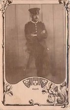 WWI German Postcard Soldier In Art Nouveau Squirrel Background D.R.P. 176323