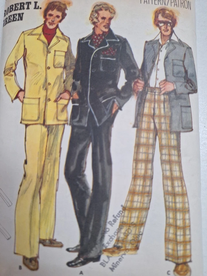 Shirt Jacket Pants Jeans Mens L 42 Butterick 5123 Sewing Pattern VTG Denim Jean - Image 2 of 4