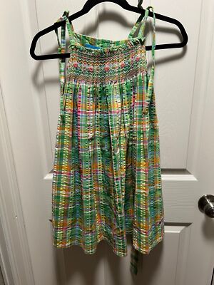 Anavini | Green Plaid Dress Hand Smocked Top Sz 6