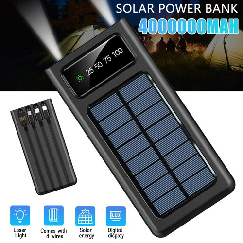 50000mAh Solar Power Bank Portable Charger External Battery & LED Flashlight NEW