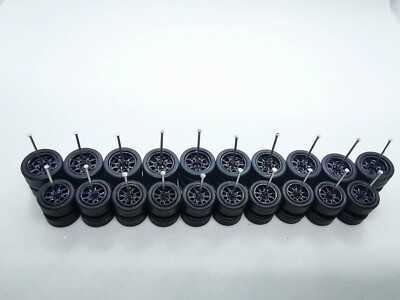 10 SET Samed Wheels thunder 10-12mm BLACK rim plain black tire #88