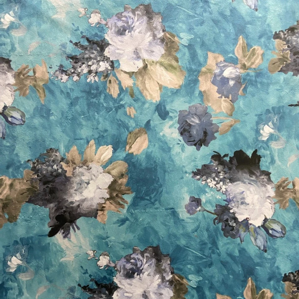 Luxe Velvet Fabric Floral Design Digital Printed Upholstery Chair Fabric by Yard