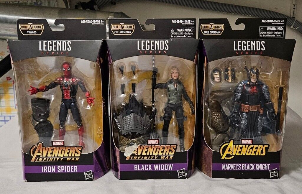 Marvel Legends Black Knight Black Widow Iron Spider Cull Obsidian BAF Set