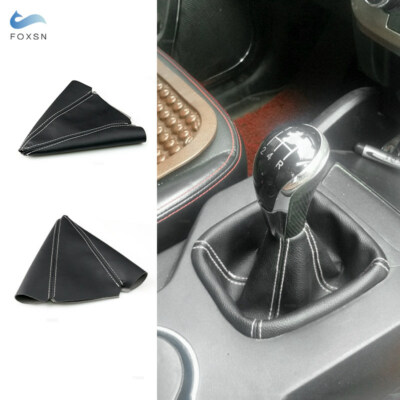 1xBlack Leather Gear Shift Shifter Knob Gaitor Gaiter Boot Cover For ...