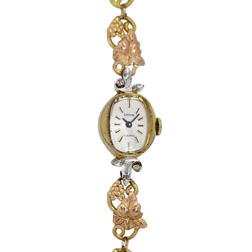 Croton Womens Watch 27mm 23k Gold Plated Two Tone Steel Date New Battery 7.25\