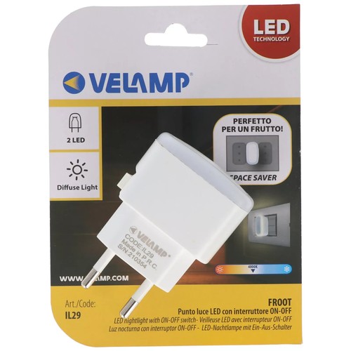 PUNTO LUCE LED LAMPADA SEGNAPASSO CON INTERRUTTORE 2 LED LUCE NOTTURNA 0,3 W - Foto 2 di 9