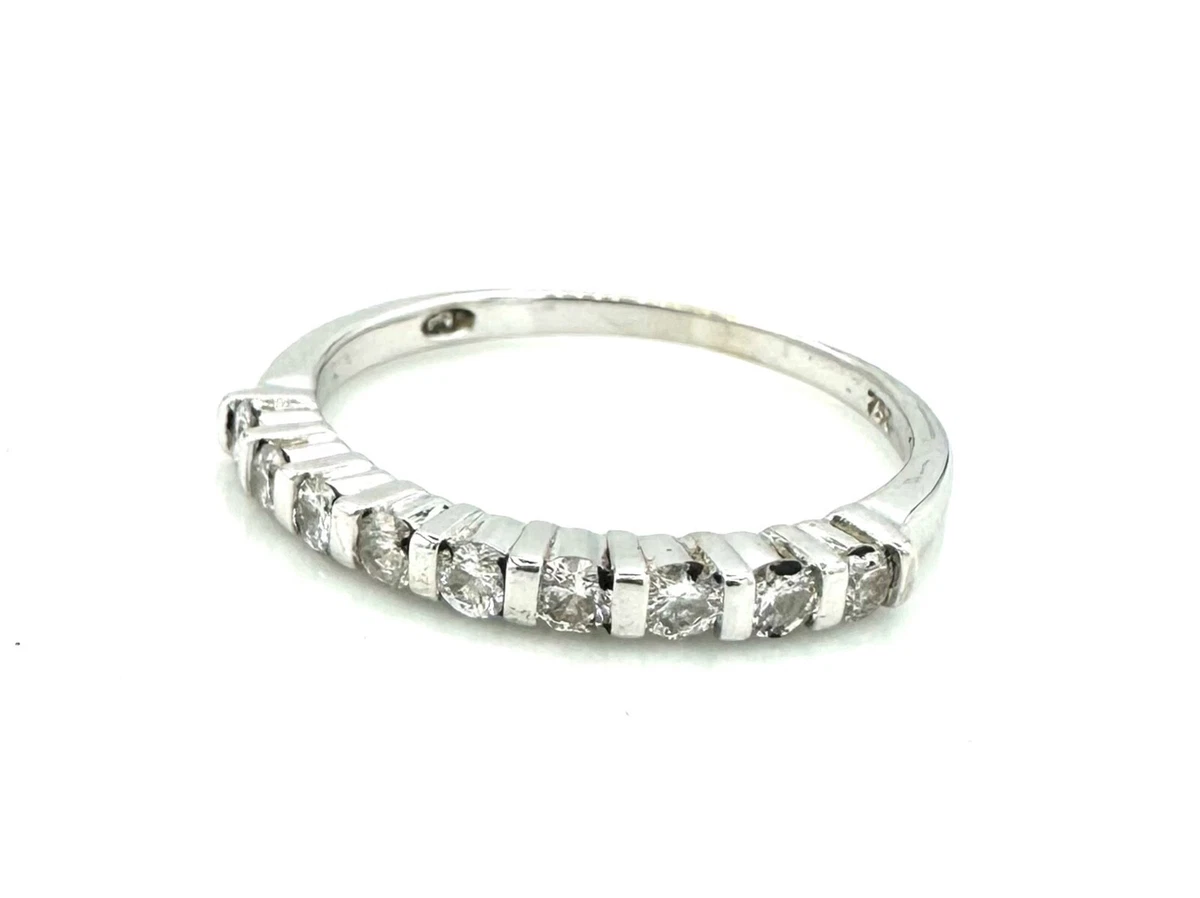 Demi-alliance En Or Blanc 18 Carats Avec Diamants (0,50 Carat) - Taille 52 - Poids 4,32g - Occasion Très Bon état