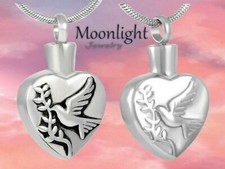 New Dove of Peace Cremation Urn Keepsake Ashes Silver Memorial Necklace