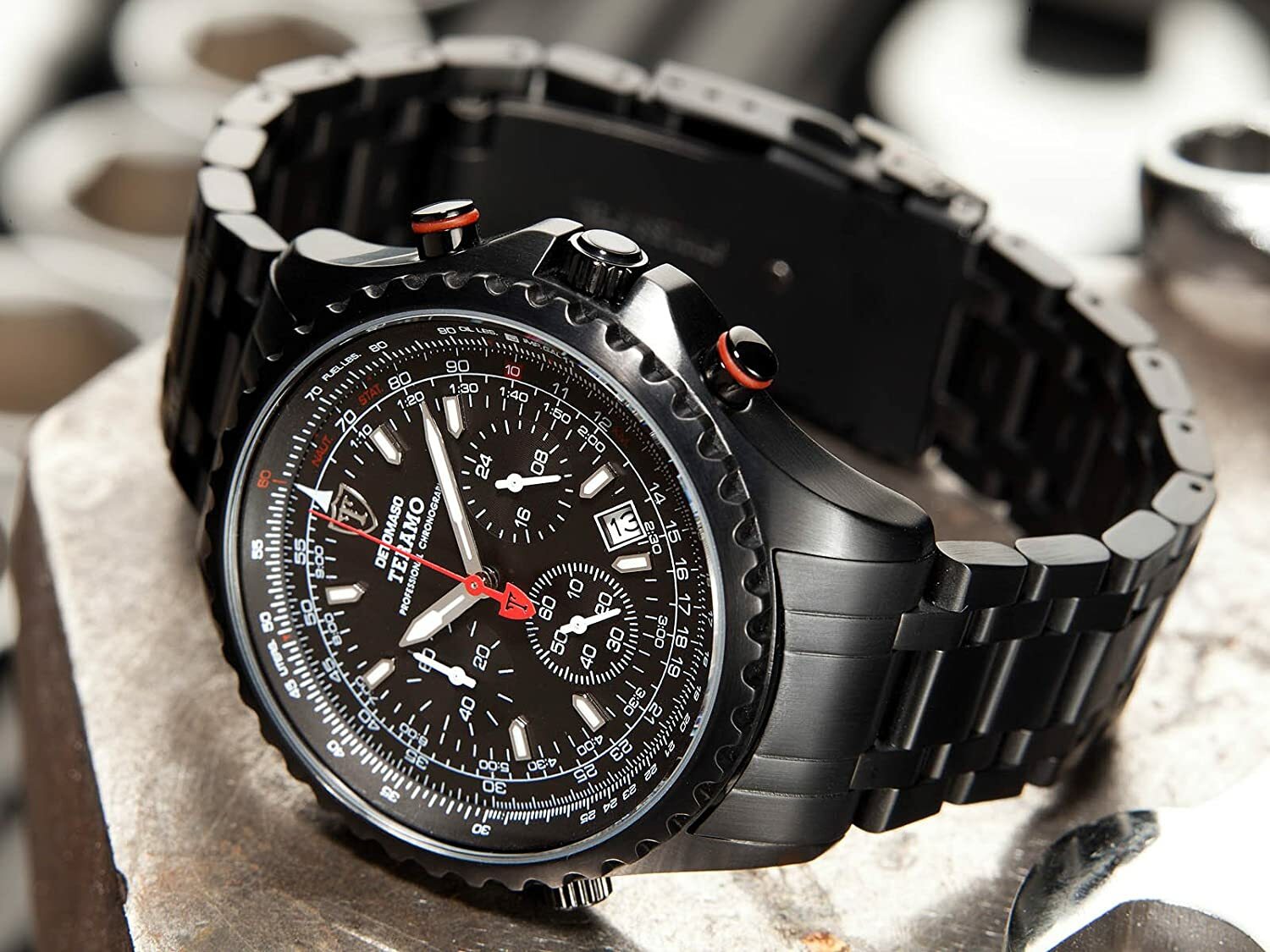 Montre Chrono DETOMASO TERAMO Cadran Bleu Argent pour le Bureau
