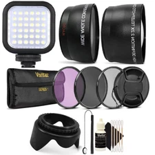 52MM Lens Filter Accessory Kit + Compact Light for NIKON D3300 D3200 D3100 D90