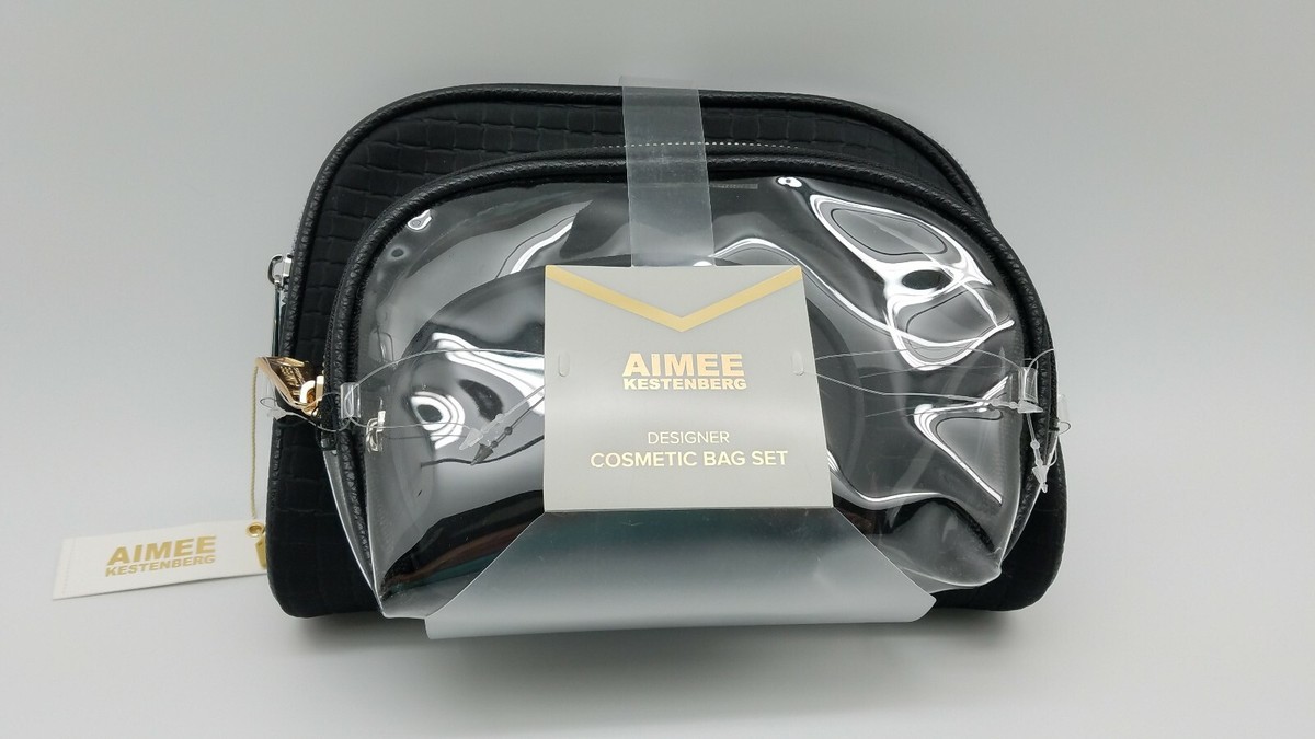 Aimee Kestenberg 3-Piece Set Black Travel Cosmetic Bag Case Pouch Organizer